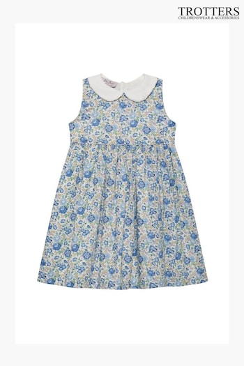 Trotters London Liberty Print Blue Felicite Cotton Dress (146259) | £86 - £92