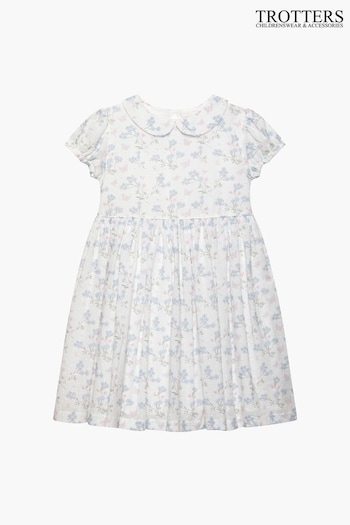 Trotters London Multi Floral Butterfly Floral Cotton White Dress (146439) | £70 - £76