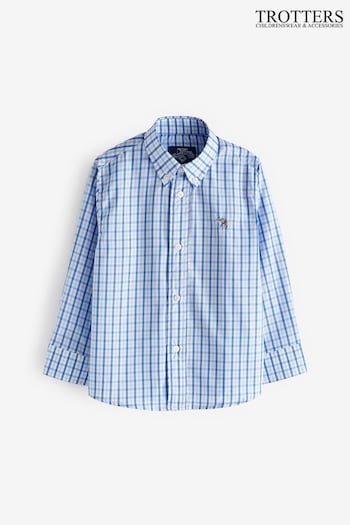 Trotters London Blue Check Thomas Cotton Shirt (146642) | £50 - £54