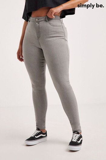 Simply Be Grey Clean Distressed Chloe Skinny Jeans (146793) | £30