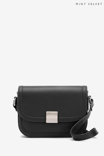 Mint Velvet Black Black Leather Crossbody Bag (146799) | £129