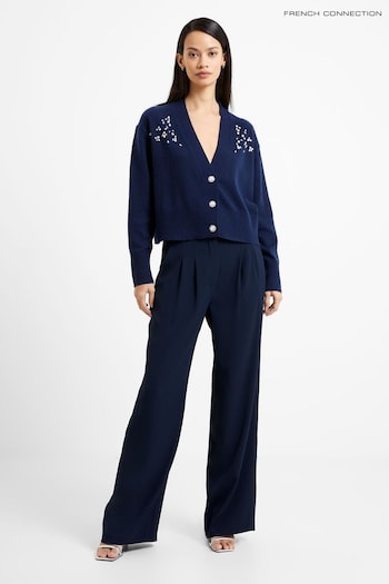 French Connection Blue Vharils Embroidered Cardigan (146992) | £69