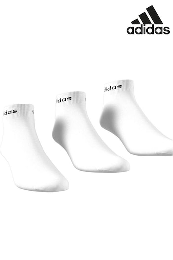 adidas White Adult Half-Cushioned Ankle Socks 3 Pairs (147189) | £9