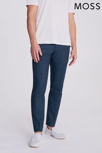 MOSS Slim Fit Blue Flannel sleeve Trousers (147257) | £80
