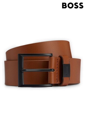 BOSS Brown Branded Keeper Belt In Italian Leather (147262) | £69