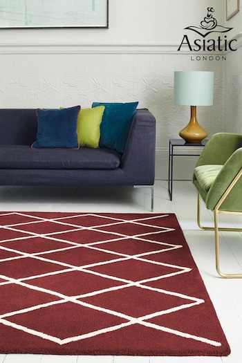 Asiatic Rugs Berry Red Albany Diamond Wool Rug (147309) | £83 - £254