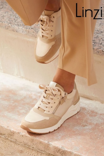 Linzi Nude Luca Lace-Up Trainers With Side Zip Detail (148618) | £42