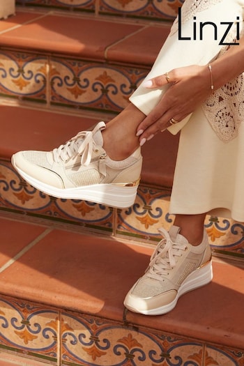 Linzi Nude Everett Wedged Trainers With Glitter Detail (148716) | £42