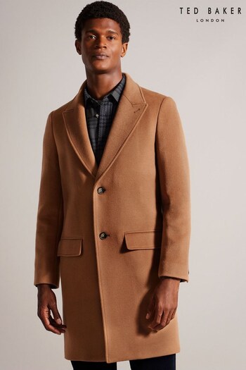 Ted Baker Wilding Tan Wool Blend Brown Overcoat (148888) | £295