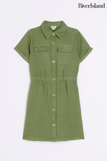 River Island Green Utility Girls Shirt Dress (148973) | £27
