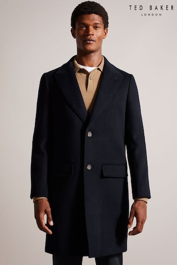 Ted Baker Blue Wilding Wool Blend Overcoat (148977) | £295