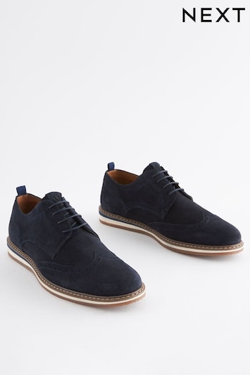Navy Blue Leather Wedge Brogues (149263) | £52