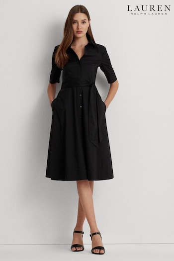 Lauren Ralph Lauren Finnbarr Belted Black Shirt Dress (149292) | £229