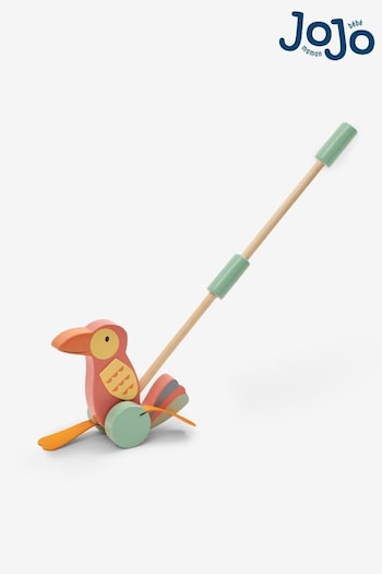 JoJo Maman Bébé Orange Parrot Push-Along Toy With Handle (149617) | £18