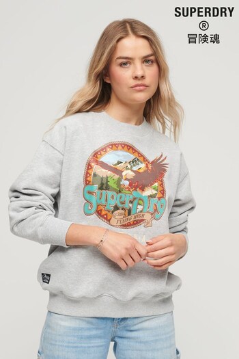 Superdry Grey Travel Souvenir Graphic Crew Sweatshirt (149835) | £50