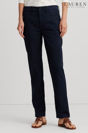 Lauren Ralph Lauren Navy Blue Slim Fit Stretch Chino Trousers (149871) | £159