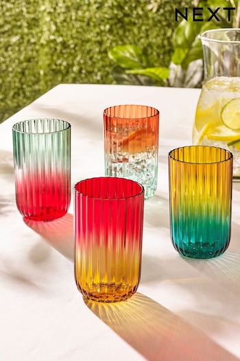 Multi Bright Plastic Picnic Drinkware Set of 4 Tumbler Glasses (150024) | £16