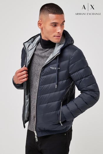 Armani fleece Exchange Navy Hooded Padded Jacket (150046) | £190