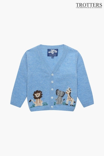 Trotters London Little Blue Marl Augustus And Friends Cardigan (150270) | £54