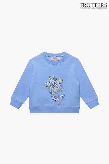 Trotters London Blue Little Liberty Print Felicite Flower Cotton Sweatshirt (150297) | £42