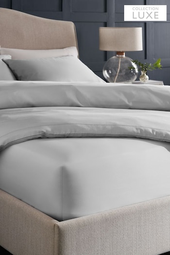 Silver Grey 300 Thread Count Collection Luxe Deep Fitted Sheet (150405) | £22 - £35