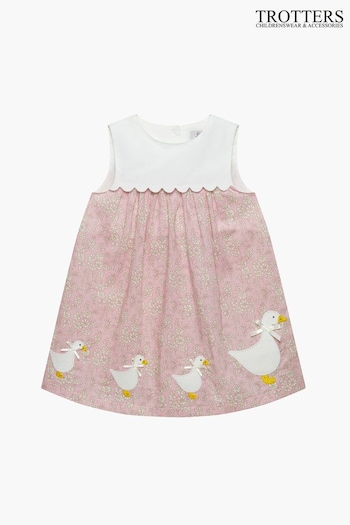 Trotters London Floral Pink Little Capel Cotton Duck Dress (150427) | £62