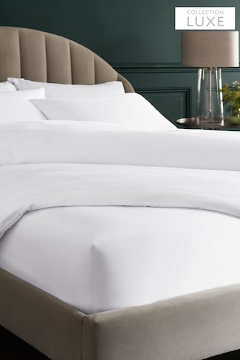 White 300 Thread Count Collection Luxe Deep Fitted Sheet (150444) | £22 - £35