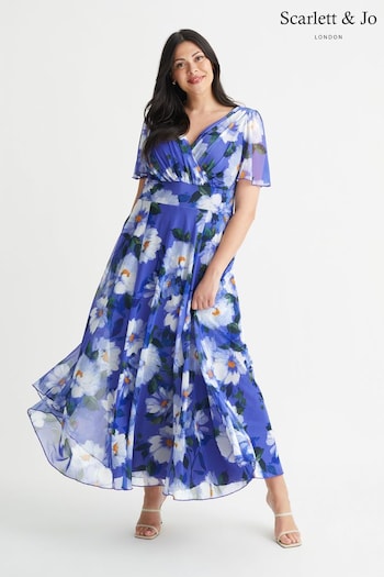 Scarlett & Jo Blue Angel Sleeve Maxi Dress (150725) | £95