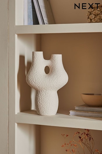 White Textured Sculptural Ceramic Vase (151027) | £26
