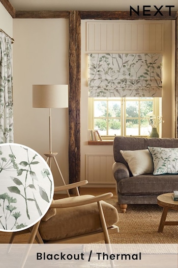 Green Ready Made Isla Floral Blackout Roman Blind (151192) | £45 - £100
