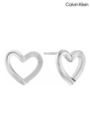 Calvin Klein Jewellery Ladies Silver Tone Minimalistic Hearts Stud Earrings (151223) | £69