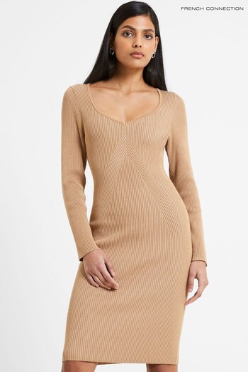 French Connection Mari Knit Brown Dress (151245) | £79
