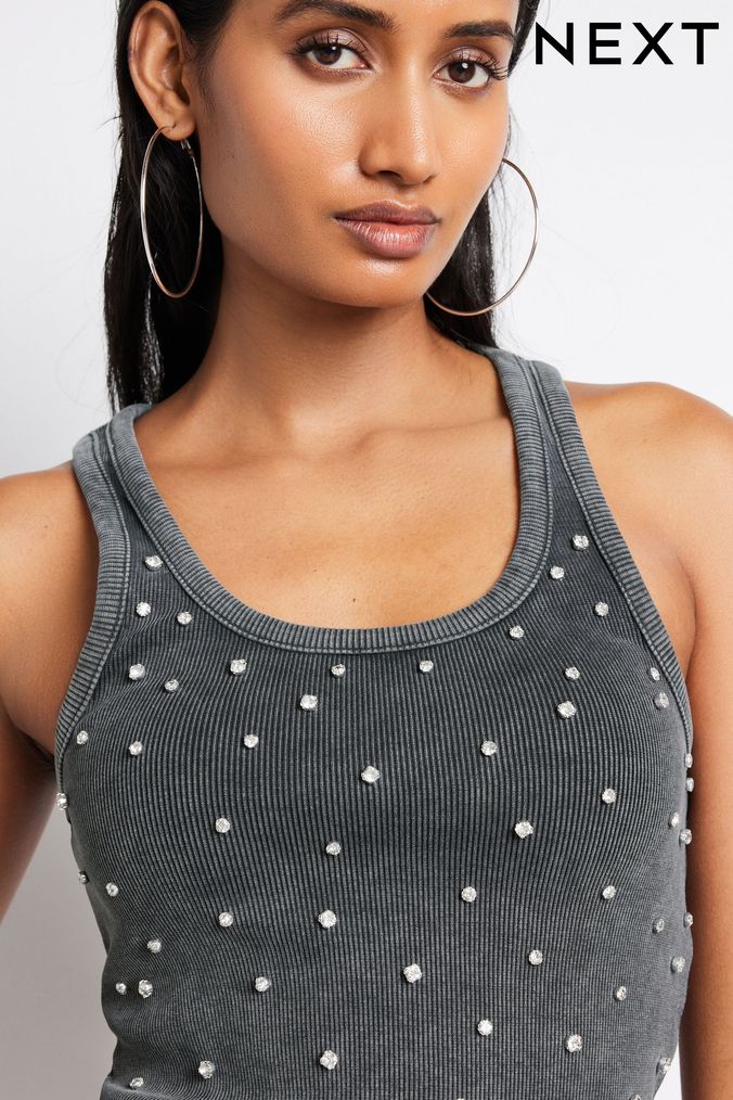 Womens sequin discount vest top