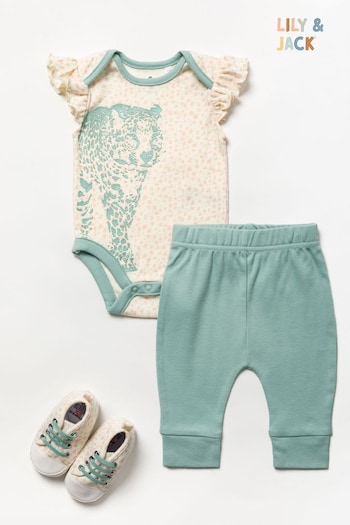 Lily & Jack Green Bodysuit/Joggers and Shoes Outfit Set (151597) | £26