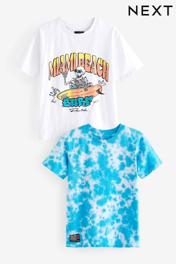 Blue Tie Dye Graphic Short Sleeve T-Shirts 2 Pack (3-16yrs) (151613) | £17 - £23