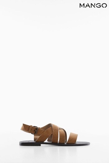 Mango Brown Split Suede Sandals With Straps (151614) | £60