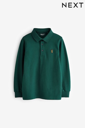 Dark Green Long Sleeve Polo Silver Shirt (3-16yrs) (151783) | £8 - £13