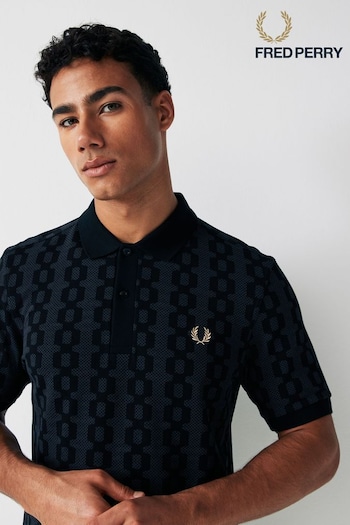 Fred Perry Grey Anchor Cable Print jack Polo Shirt (152051) | £95