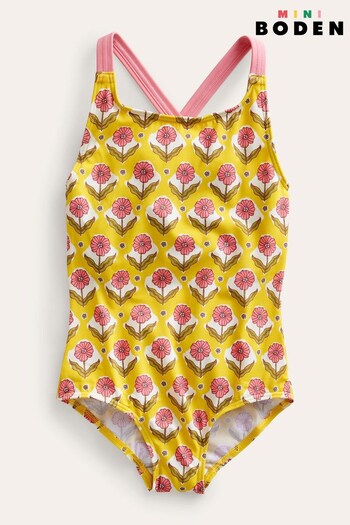Boden Yellow Crossback Printed Swimsuit (152151) | £17 - £19