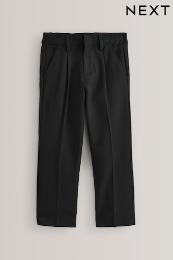 Black Slim Waist School Pleat Front Trousers logo (3-17yrs) (152221) | £9 - £18