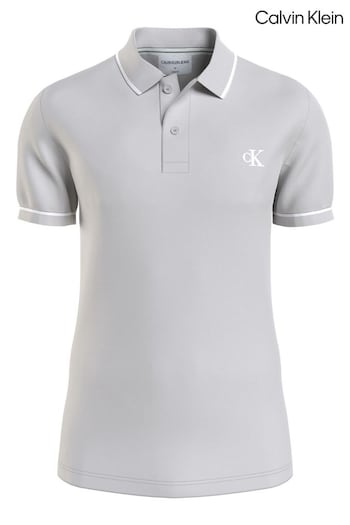 Calvin Klein Slim Grey Logo Tipping Polo Shirt (152252) | £65