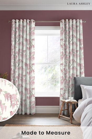 Laura Ashley Coral Pink Wisteria Wood Violet Made to Measure Curtains (152446) | £100