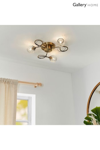 Gallery Home Antique Brass Edmonton 3 Bulb Ceiling Light (152449) | £82