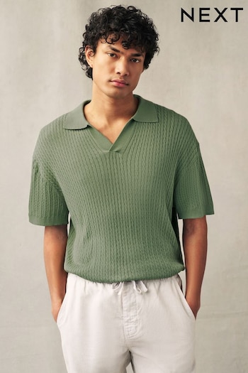 Green Short Sleeve Regular Mini Cable Trophy Polo Shirt (152513) | £30