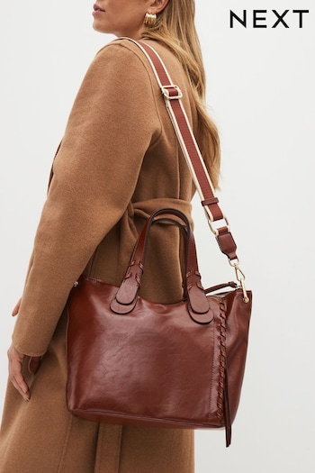 Tan Brown Webbing Strap Handheld Shopper Bag (152525) | £36
