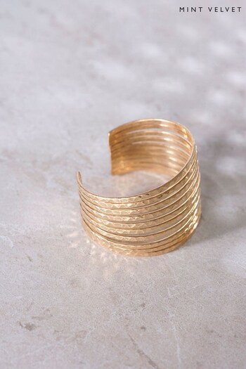 Mint Velvet Gold Tone Stacked Cuff Bracelet (152560) | £32