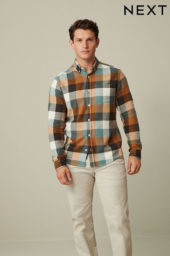 Neutral/Green Check Long Sleeve Shirt (152725) | £26