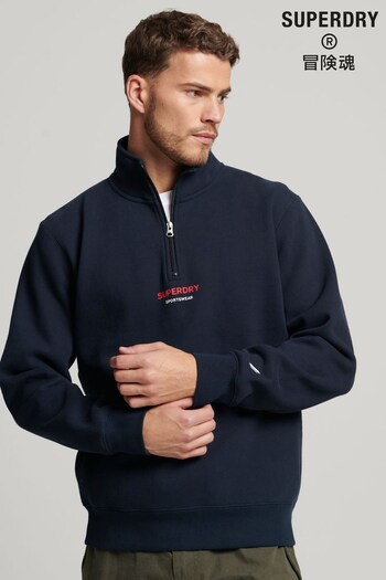Superdry Blue Sportswear Half Zip Sweatshirt (152738) | £50