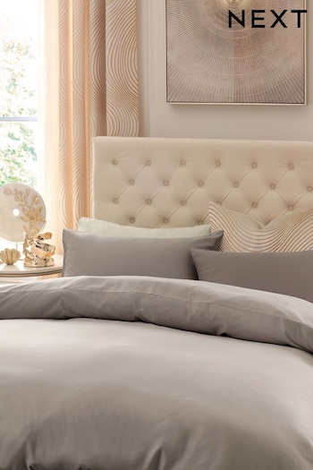 Mink Brown Cloud Natural Collection Luxe 300 Thread Count 100% Cotton Sateen Satin Stitch Duvet Cover And Pillowcase Set (152879) | £35 - £68