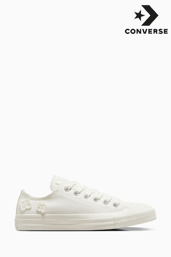 Converse White Floral Detail Chuck Ox Trainers (152936) | £65